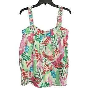 Cynthia Rowley 100% Linen Floral Summer Tank Women’s Size Medium
